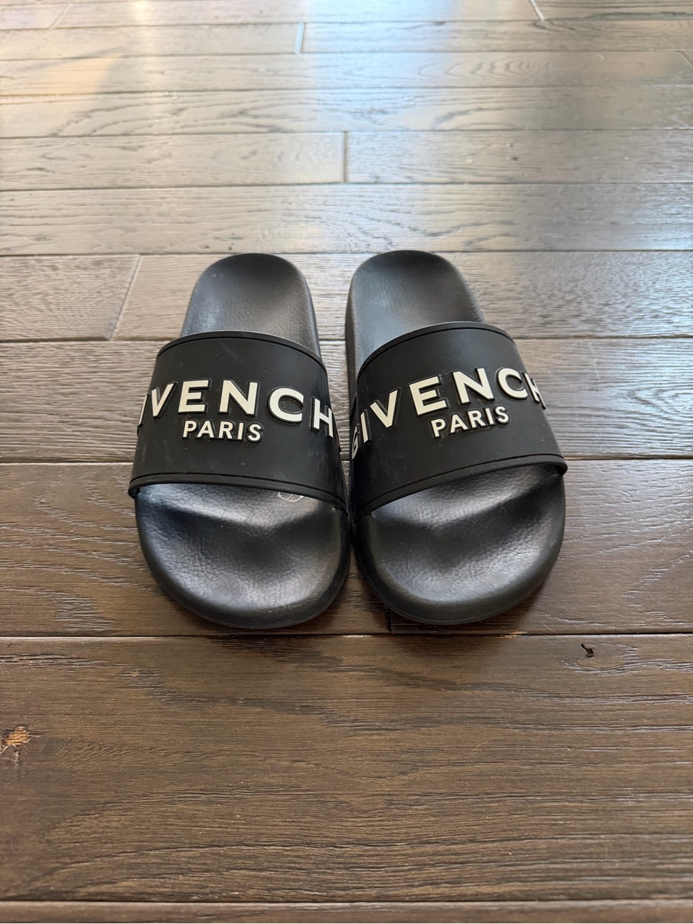 Givenchy Black Slides with White Logo